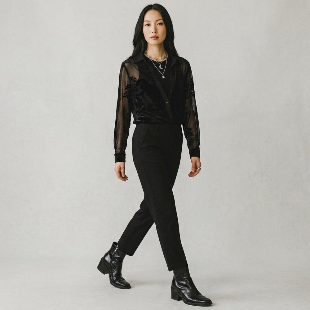 Acne Studio Boots Black Leather Vtg Italy Womens Size 40 US 9.5 - 10 Chunky Heel